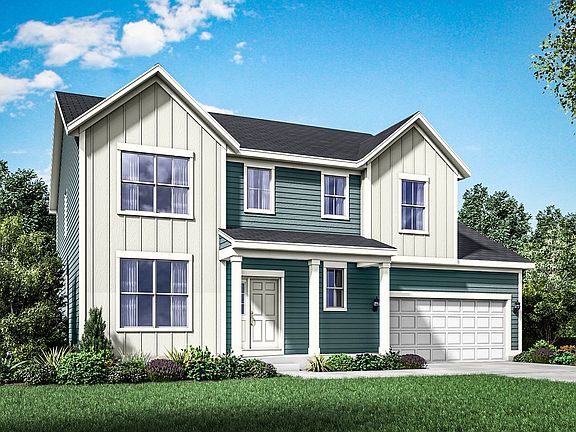 Farmhouse exterior elevation rendering Sheridan II by William Ryan Homes