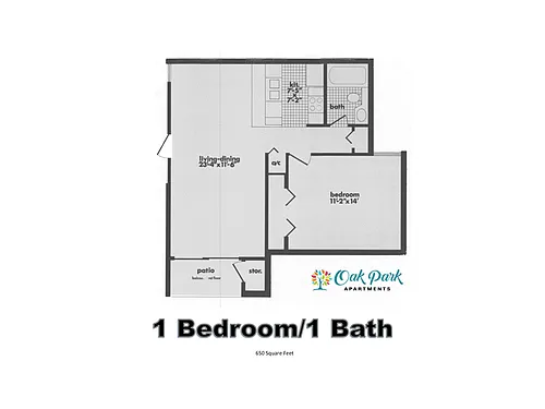 Floor plan 1 Bedroom - 2nd Floor