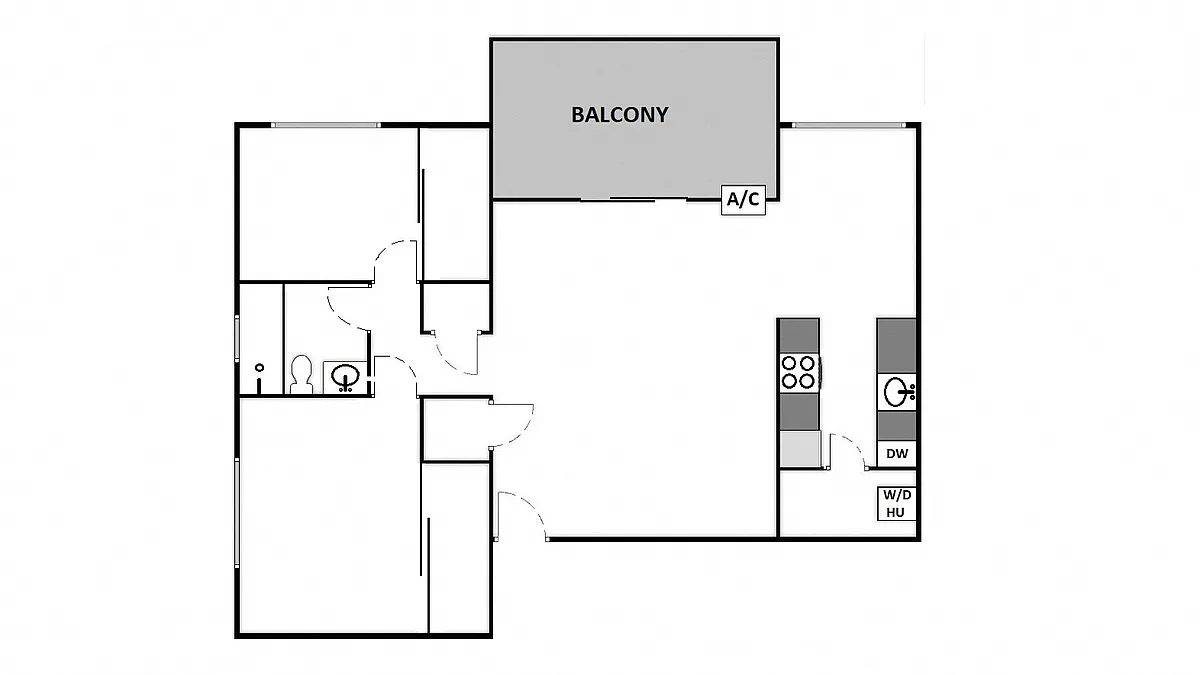 Floor plan 2 Bed / 1 Bath: Type A