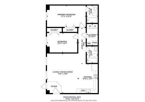 Floor plan Two Bedroom, Two Bath