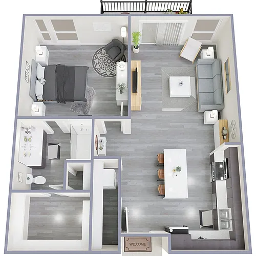 Floor plan C - 1 Bed 1 Bath