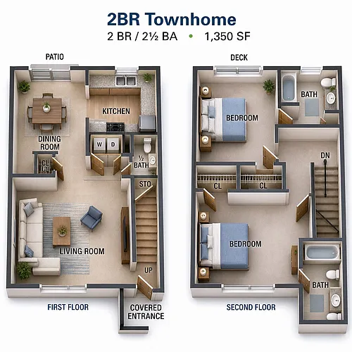 Floor plan Two Bedroom Townhome