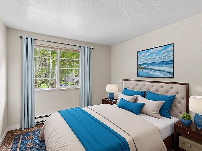 Relax and unwind in this beautifully designed bedroom, where comfort meets style.