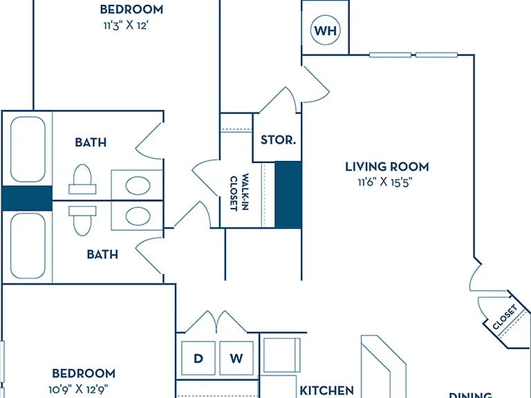 2 Bedroom | 2 Bath | 1044 SF | Renovated 2 Bedroom | 2 Bath | 1044 SF | Renovated