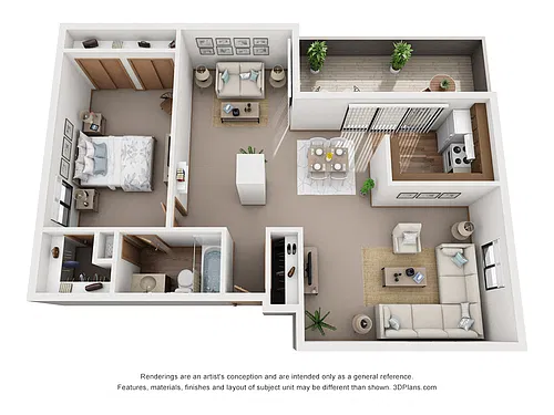 Floor plan 1 Bed 1 Bath Den