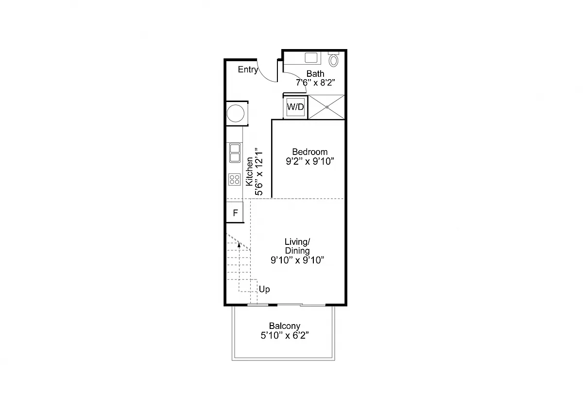 Floor plan 1 Bed 1 Bath - Lofted