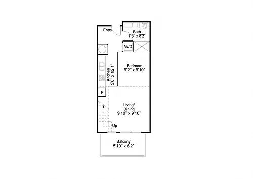 Floor plan 1 Bed 1 Bath - Lofted