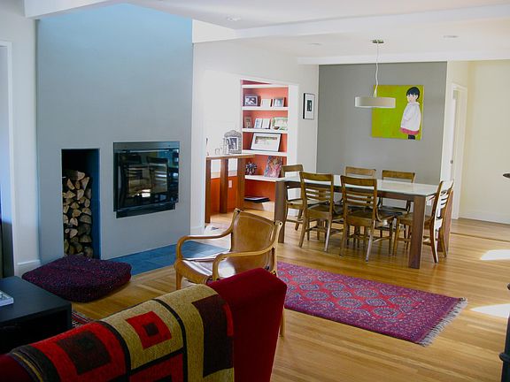 View from LR towards Dining Room and fireplace