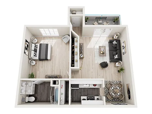 Floor plan One Bedroom One Bathroom B