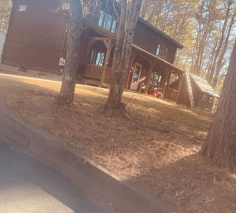 View from Driveway. Shed for storage