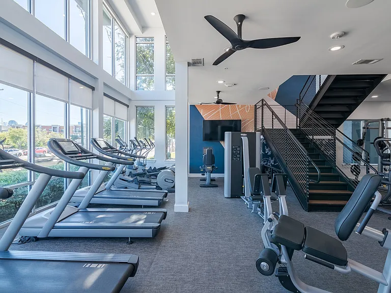 Cardio Equipment in the Fitness Center at Abstract at Design District in Dallas TX, 75207