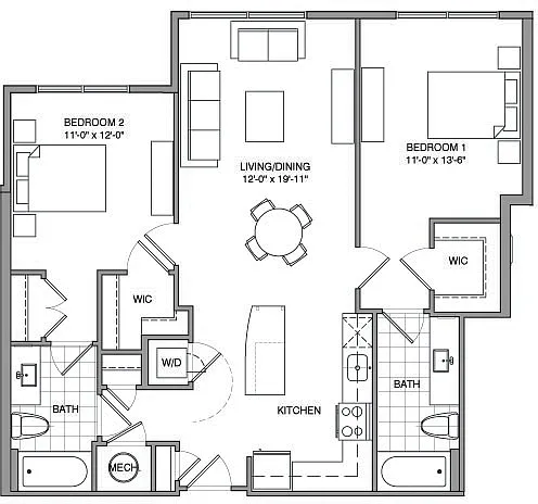 Floor plan 2 Bdrm C