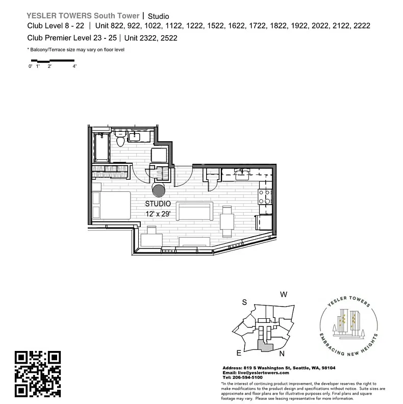 Floor plan Studio South Tower Pre-Lease