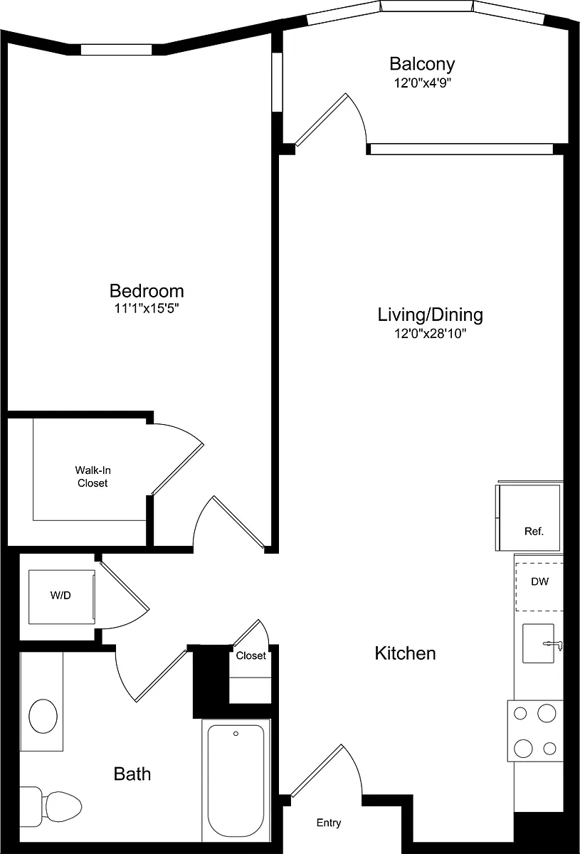 Floor plan 1A.2 - Curved with Balcony