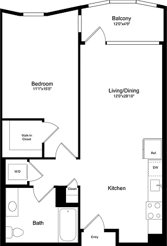 Floor plan 1A.2 - Curved with Balcony