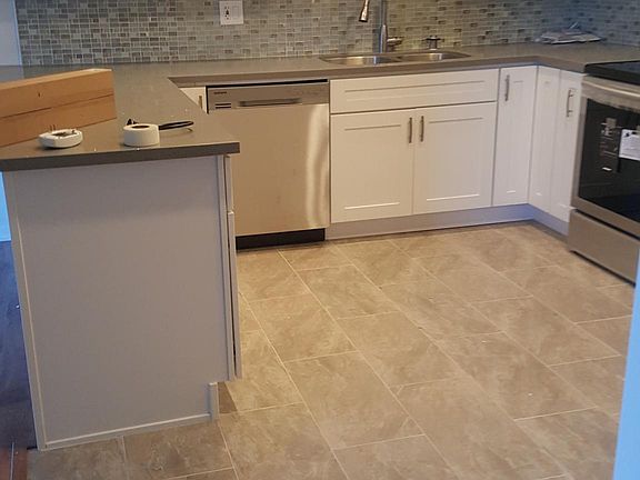 Tiled kitchen floor