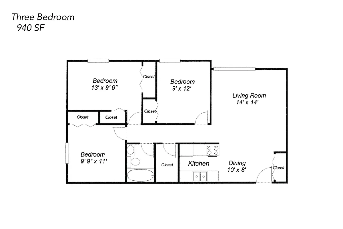 Floor plan Three Bedroom - Income Based