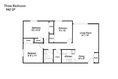 Floor plan Three Bedroom - Income Based