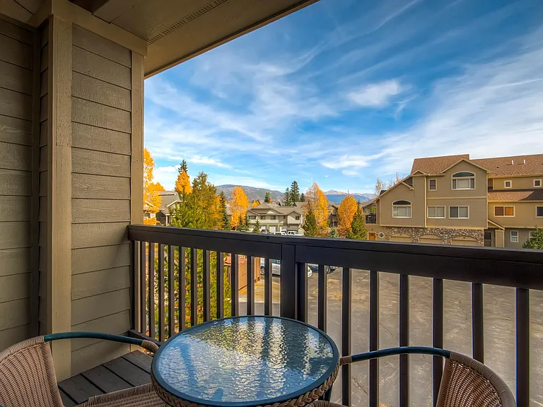 Second floor covered deck off of living room