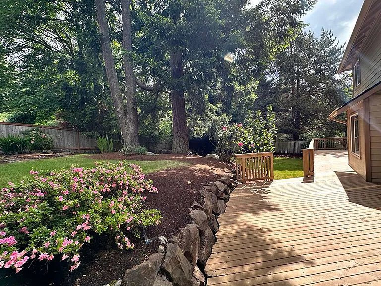 Large deck in backyard