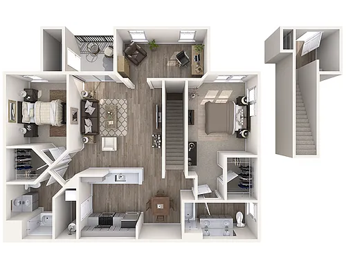 Floor plan C2C-2x2 with Den