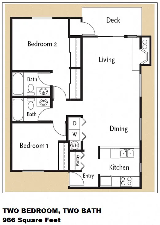 Floor plan 2 Bedroom 2 Bath