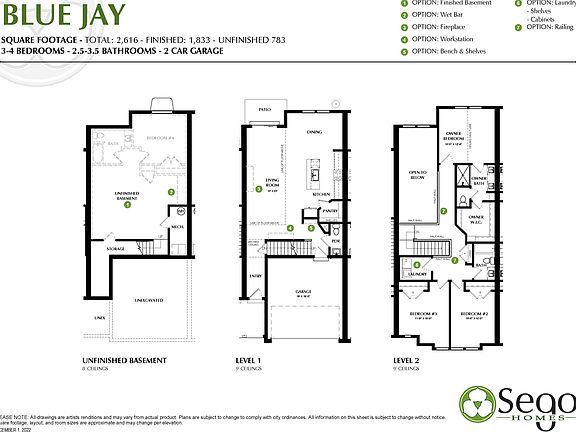 Floorplan handout of The Blue Jay Floorplan at Songbird Cove