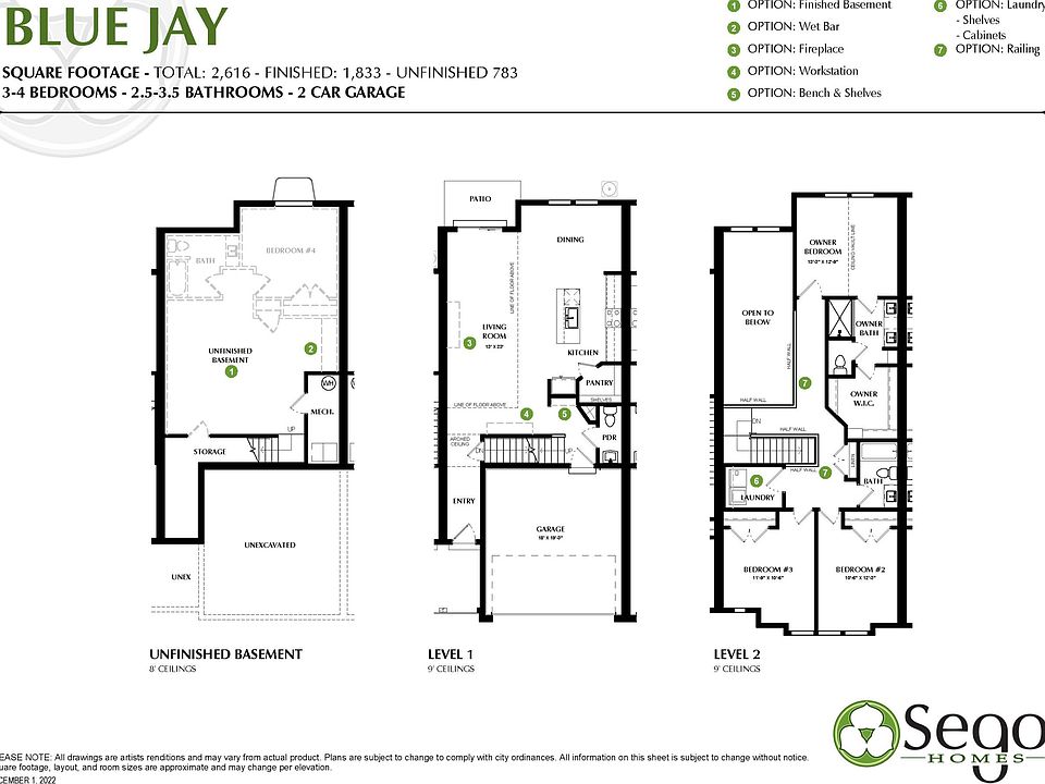 Floorplan handout of The Blue Jay Floorplan at Songbird Cove