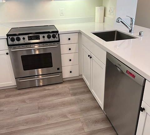 Kitchen with Bosch dishwasher, quartz countertops