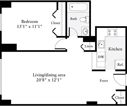 Floor plan 1 Bedroom F