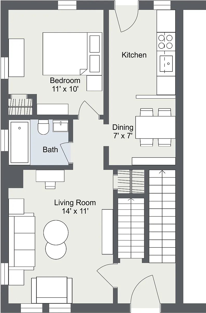Floor plan Lothian 1 Bedroom 1 Bath