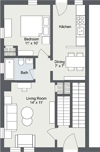 Floor plan Lothian 1 Bedroom 1 Bath