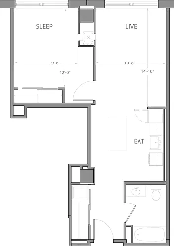 Floor plan 1 Bedroom G