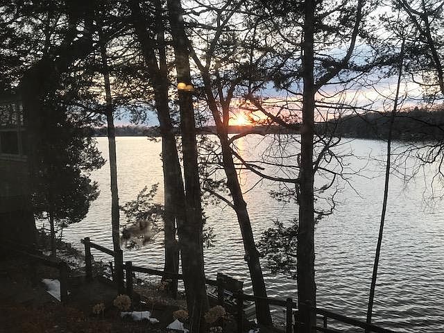 Sunset view from the lakeside deck