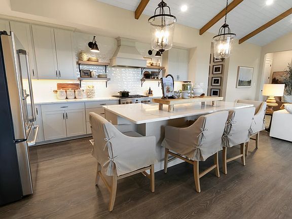 Kitchen with quartz island and countertops