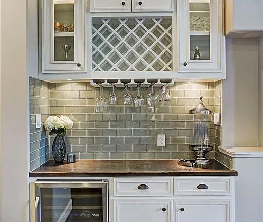 Custom bar with wine fridge