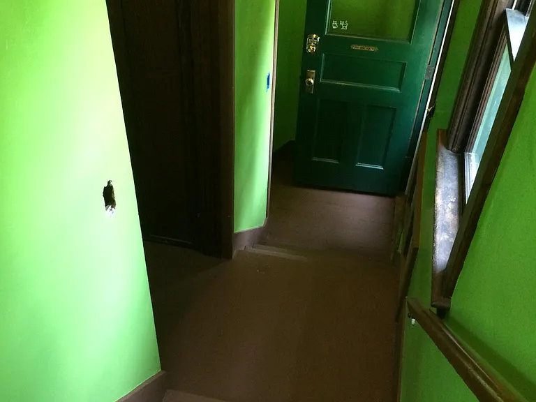 Back entrance looking down towards back door (shared stairwell).