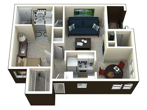 Floor plan 1X1 B
