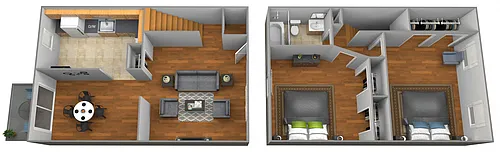 Floor plan 2 Bedroom 1 Bath Townhome