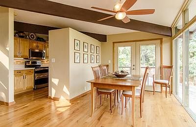 Open dining room with lots of natural light