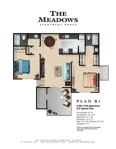 Floor plan B1 2 Bed 2 Bath