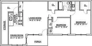 Floor plan Princeton Arms East and West- 2 Bed 1 Bath - East
