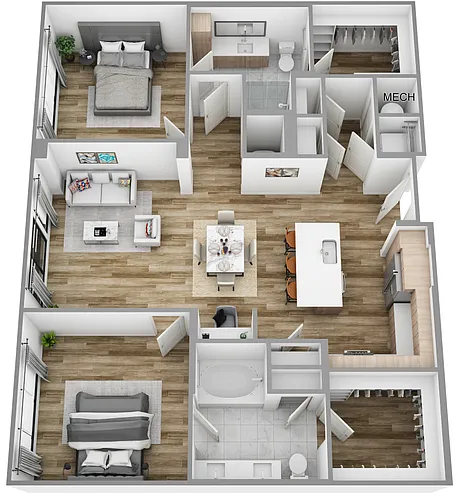 Floor plan K | 2 Bed | 2 Bath