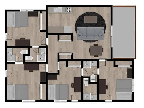 Floor plan Woodside Manor 4x4