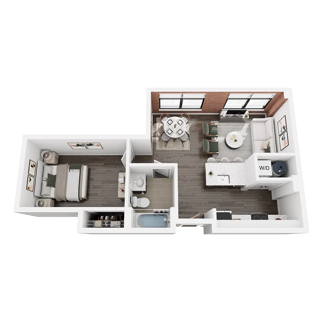 Floor plan The Forsyth - 1 Bedroom, 1 Bath