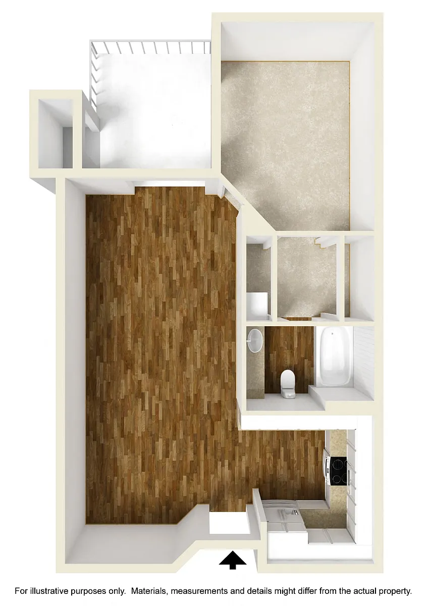 Floor plan 1 Bedrooms, 1 Bathroom Plan B