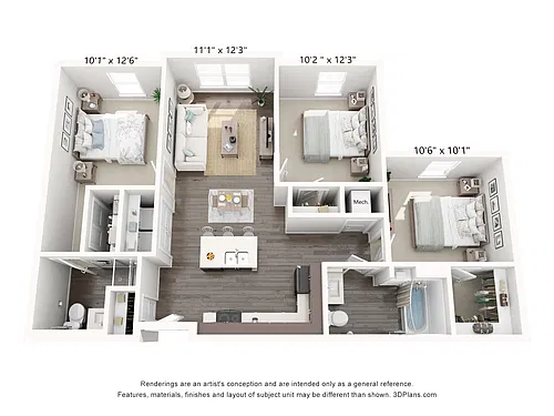 Floor plan 3 Bedroom 2 Bath