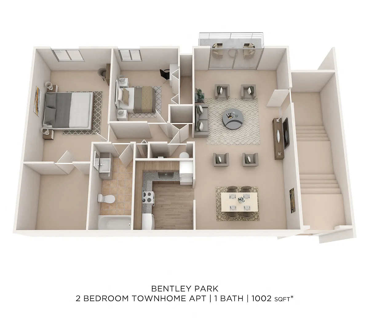 Floor plan Two Bedroom - 1,002 sqft