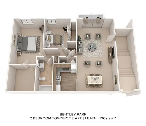 Floor plan Two Bedroom - 1,002 sqft