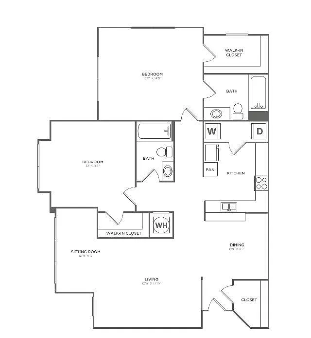 Floor plan Bradford (1104 SF)
